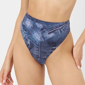 NWT Frankie’s Bikinis Anne Full Coverage Bikini In Blue Jean